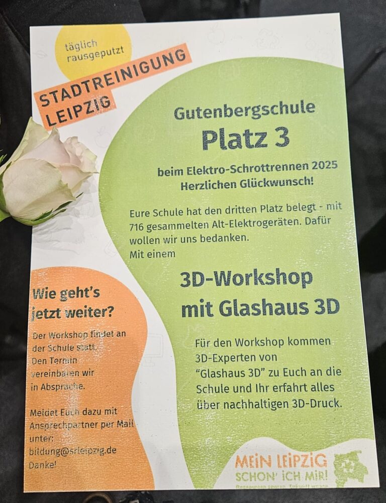 Gutenbergschule Leipzig erzielt 3. Platz beim E-Waste Race
